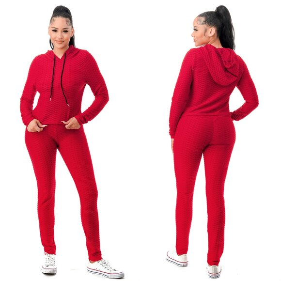 Red Women's Hooded Jumpsuit - Picture 1 of 5